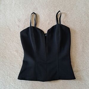 Guess Corset Top Women's Size Small Black Ribbed Fitted Crop Top EUC
